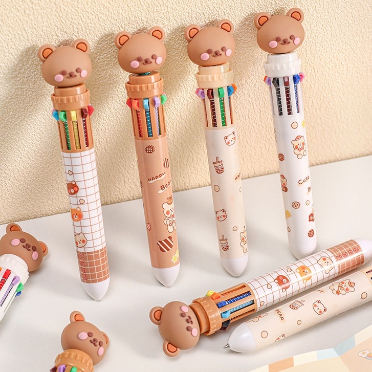 Bút bi bấm gấu cute 10 màu dễ thương