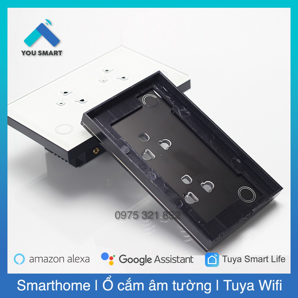 [Hỏa Tốc HN] Ổ cắm Thông Minh Âm Tường Tuya Wifi/Zigbee Mặt Kính - Viền Nhôm