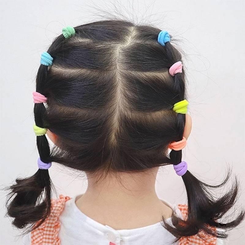 1 Dây Buộc Tóc Cao Su Mềm Mỏng Co Giãn Nhiều Màu Sắc Tùy Chọn Đơn Giản Không Đau Cho Bé Gái