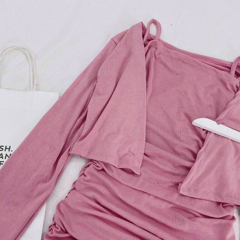 SET ĐẦM BODY NHÚN 2 MÓN KÈM ÁO KHOÁC _Mã 114