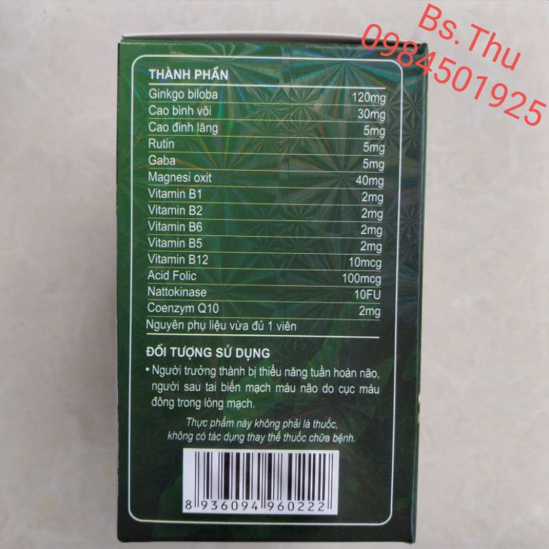 GINKOVIMAX GOLD Coenzym Q10 (hộp 100viên gingkovimax ) hỗ trợ tăng cường tuần hoàn máu