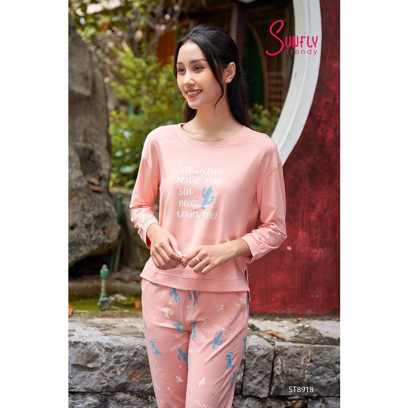 ST8918 - BỘ MẶC NHÀ COTTON ÁO TAY LỠ QUẦN DÀI