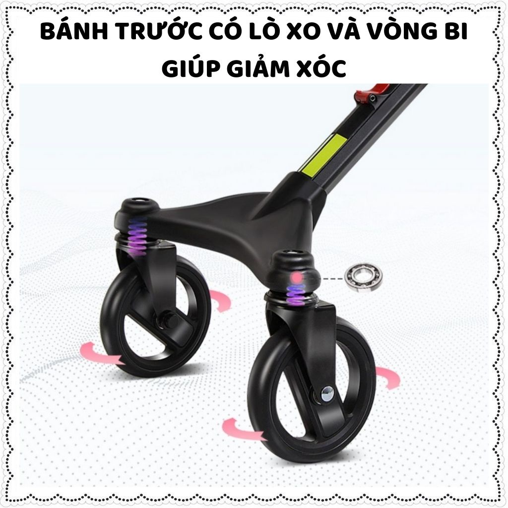 Xe đẩy em bé gấp gọn 2 chiều 4 bánh có mái che cần đẩy đi du lịch cho bé từ 6 tháng zozon.