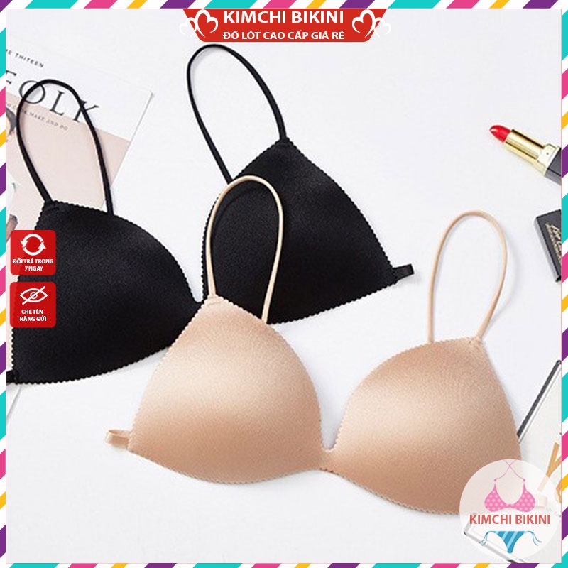 Áo con nữ 2 dây cài sau không gọng nâng ngực KIMCHIBIKINI Áo ngực bra đúc su đệm trái tim tôn vòng 1  AL030