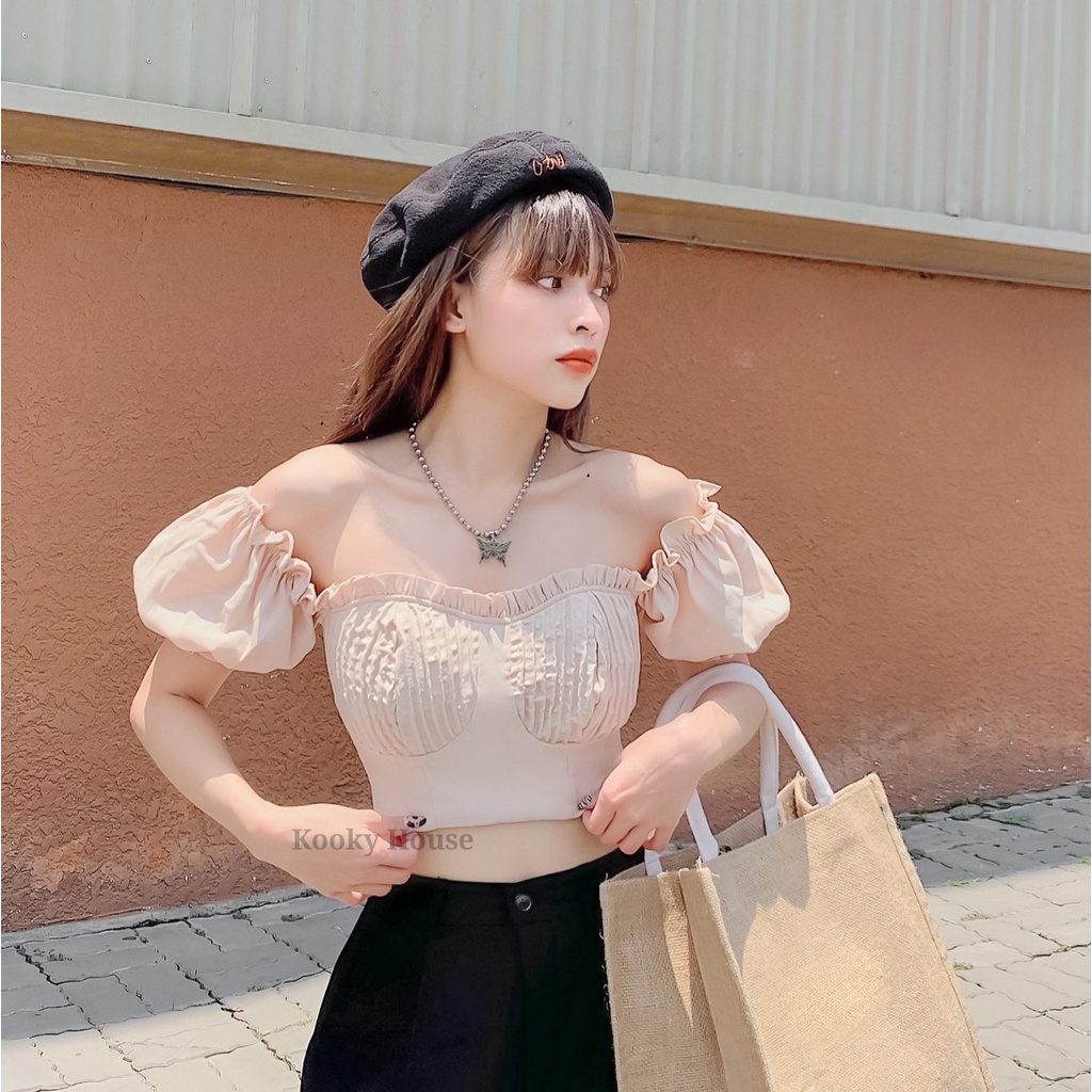 [Mã 154FASHIONSALE giảm 12% đơn 99K] KOOKY HOUSE - KEVA TOP - Áo croptop kiểu được thiết kế cầu kỳ mặc được hai kiểu