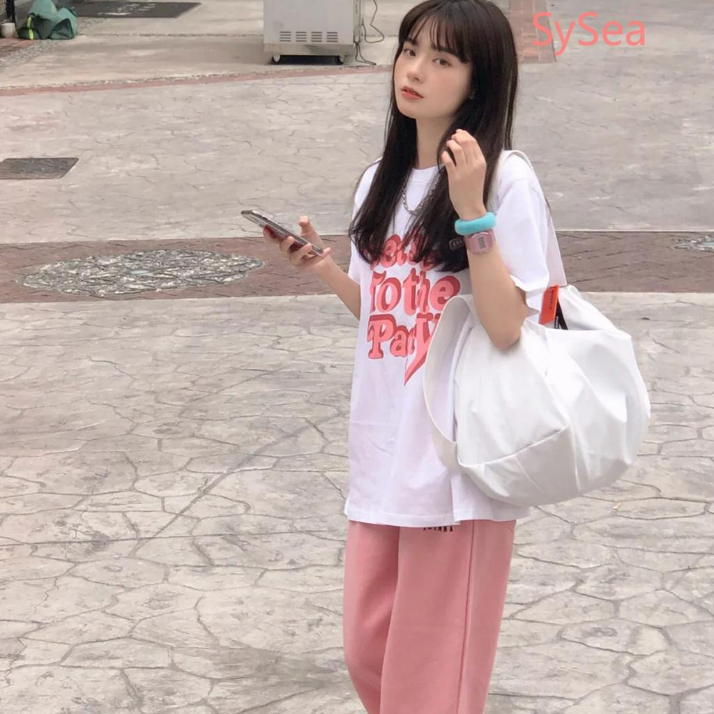 Áo Thun Tay Ngắn Chất Cotton Thiết Kế Dáng Rộng Che Khuyết Điểm