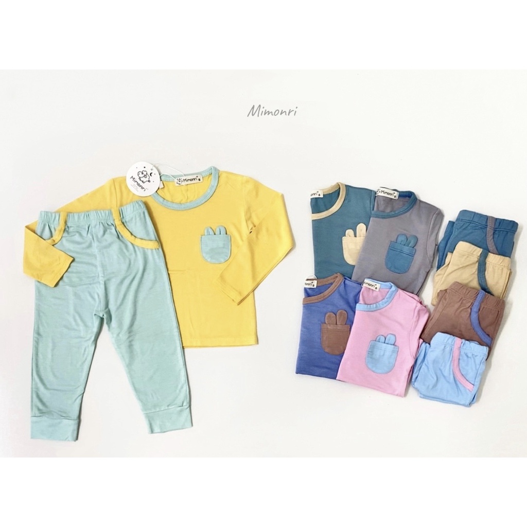 [SALE] Bộ Quần Áo Bé Gái, Bé Trai KIMCHIBABY Vải Thun Lạnh  Túi Ngực Tai Thú, Đồ Bộ Cho Bé Mặc Nhà Thu Đông KWTD2211