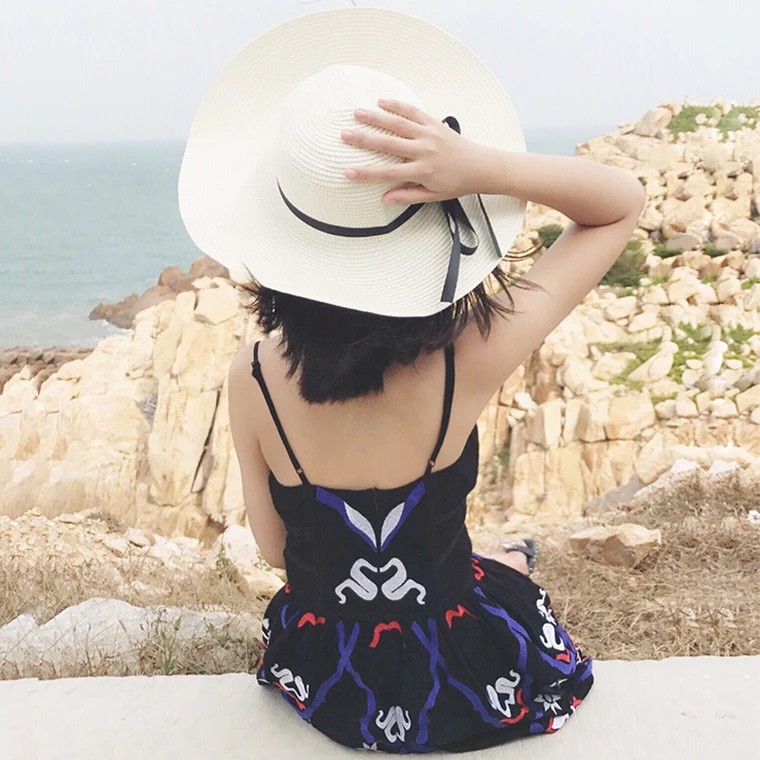 Nón Cói Thắt Nơ Vành Lớn Mũ Cói Đi Dạo Đi Biển