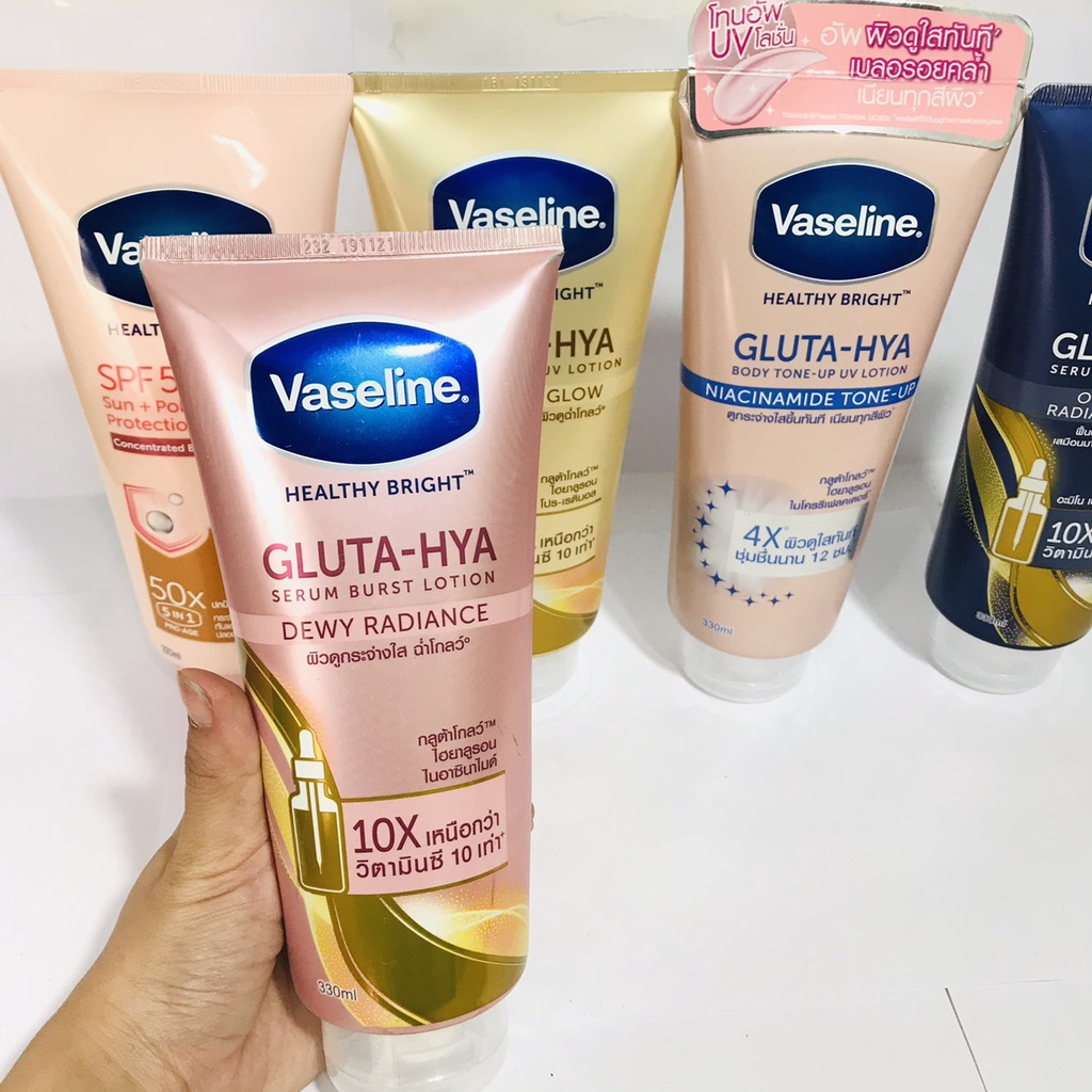 Sữa Dưỡng Thể Vaseline Healthy White dưỡng da ngày đêm 50x Gluta HYA Thái Lan (320ML-330ML)