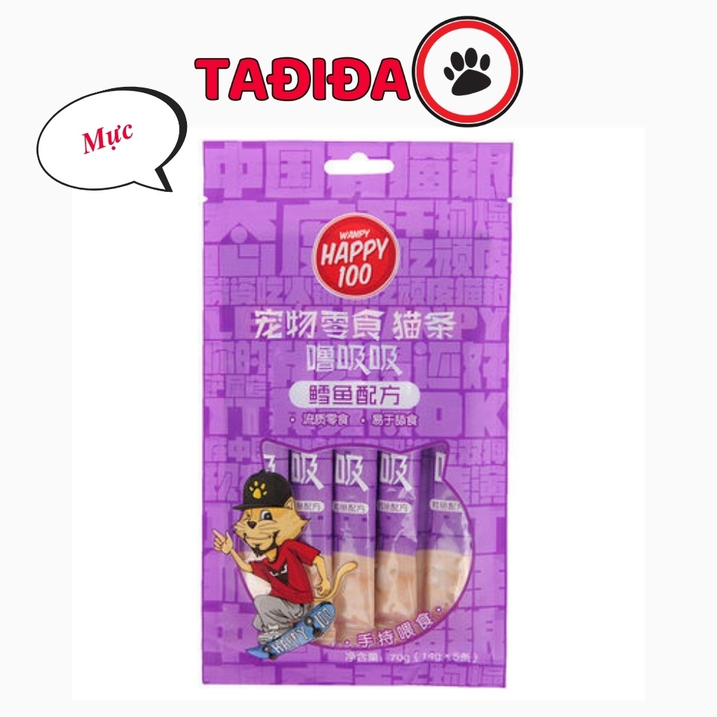 Súp thưởng cho Mèo Wanpy Happy 100 gói 70g , Thức ăn cho Mèo đầy đủ dinh dưỡng - Tadida Pet