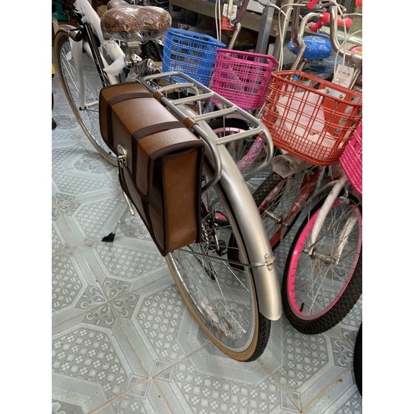 Túi da treo baga xe đạp, xe máy cao cấp, túi treo xe