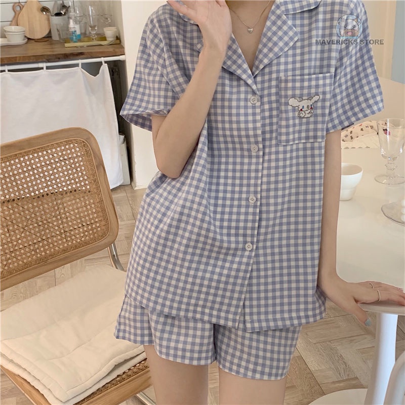Bộ đồ ngủ tay ngắn in hình chú chó dễ thương cho nữ