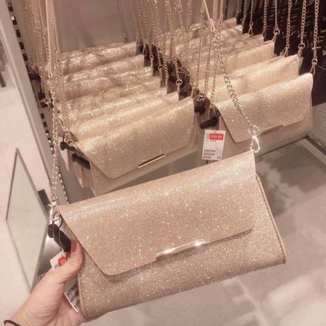 Clutch cầm tay kim sa sang chảnh H&M