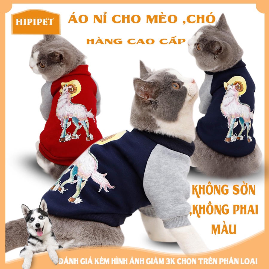 Áo cho mèo mùa đông Hipipet - áo cho chó con vải nỉ cao cấp nhiều hoạ tiết màu sắc đủ size - TCM21