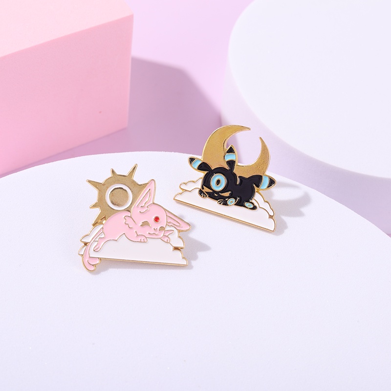 Ghim cài QIHE JEWELRY họa tiết mặt trăng mặt trời hoạt hình sáng tạo dành cho nữ