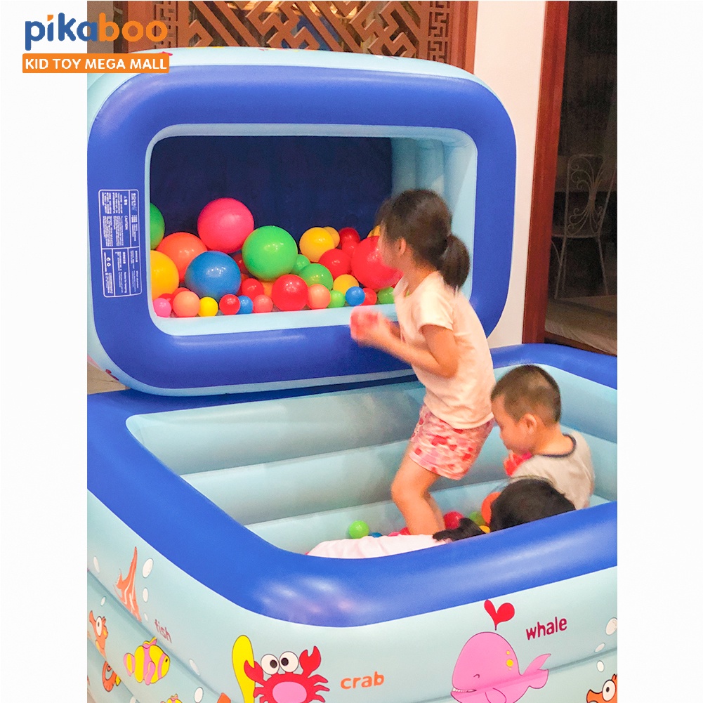 Bể bơi cho bé, Phao bơi trong nhà cao cấp Pikaboo 2-3 tầng đáy 2 lớp chống trượt