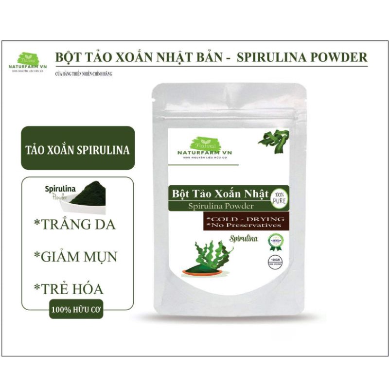 100gr Bột Tảo xoắn nguyên chất Spirulina Nhật Organic