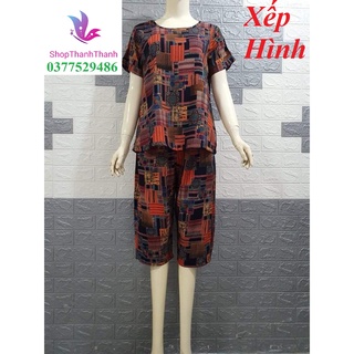 (Hỏa Tốc) Size 2 (50-55kg) Trung niên Quần Lửng / Quần Lỡ CỔ TRƠN / Phối Nút Đồ bộ mặc nhà Tôn Nhung cao cấp Big Size