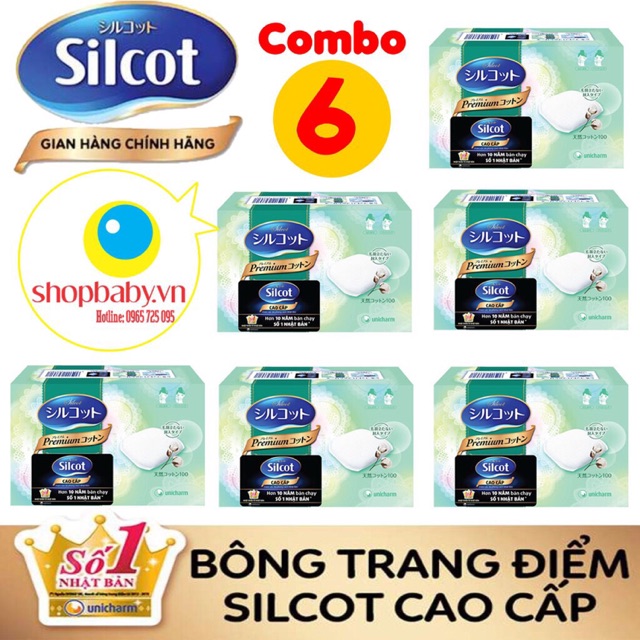 Combo 6 hộp bông tẩy trang Silcot premium hộp 66 miếng