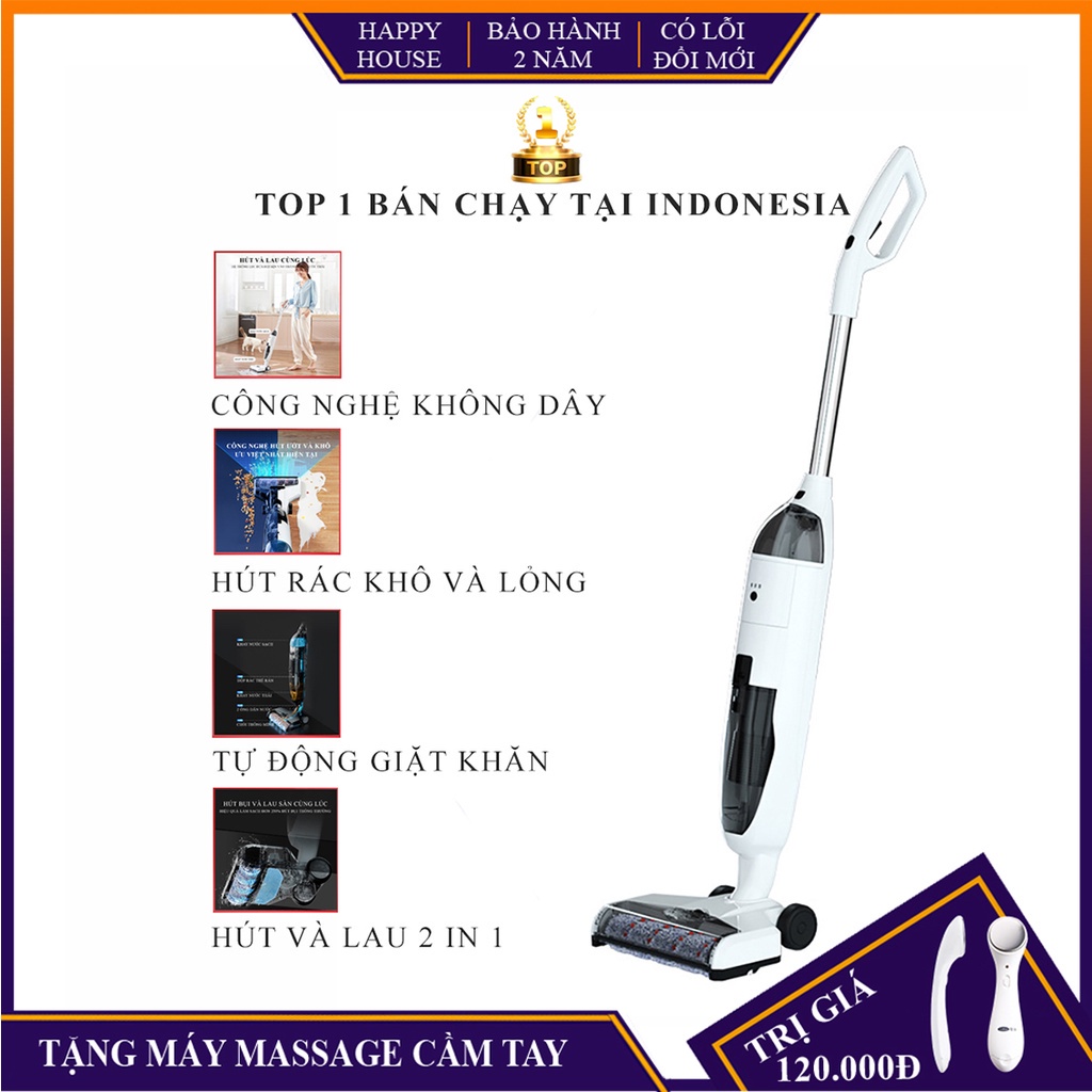 ┇☏☢Máy hút bụi cầm tay không dây thế hệ mới,hút rác khô và lỏng tích hợp chế độ giặt khăn tự động bảo hành 2 năm