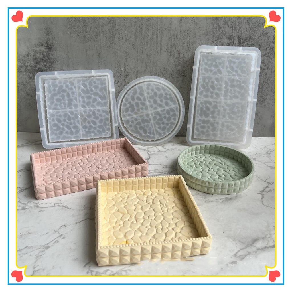 Khuôn Silicone Đổ Xi Măng / Bê Tông Hình Chữ Nhật / Tròn Tiện Dụng DIY