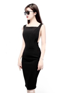 đầm body hở lưng chéo dây