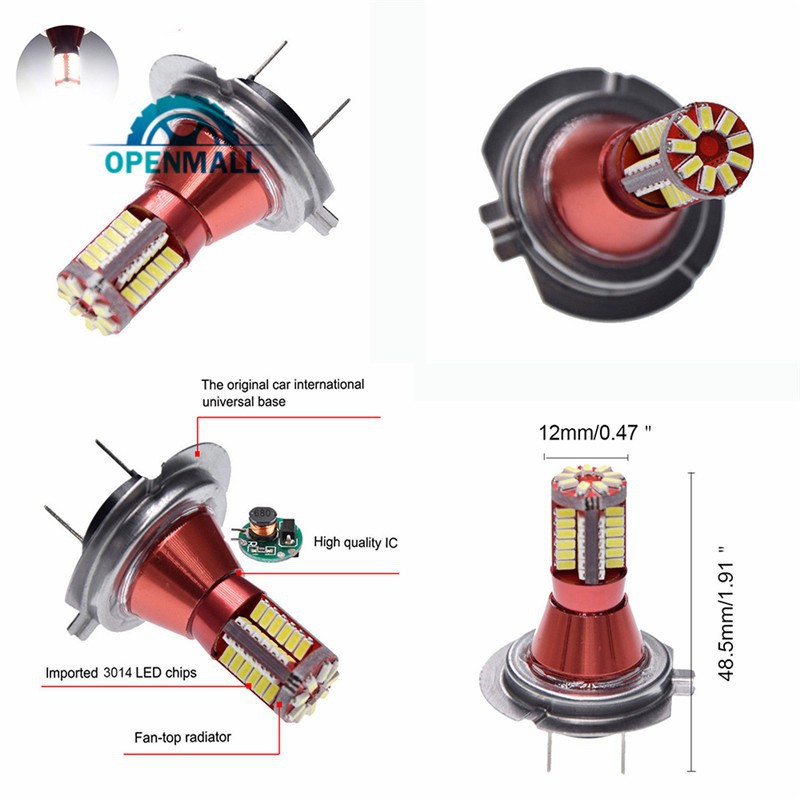 Đèn sương mù 4014 DC 57-smd LED H4 / 47 / H11 / H3 / H1 / 9006 12V 6000K chất lượng cao dành cho xe hơi