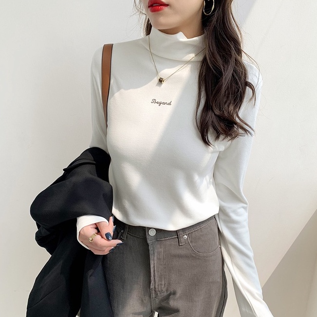 Áo thun tay dài cổ cao thiết kế đơn giản 46599