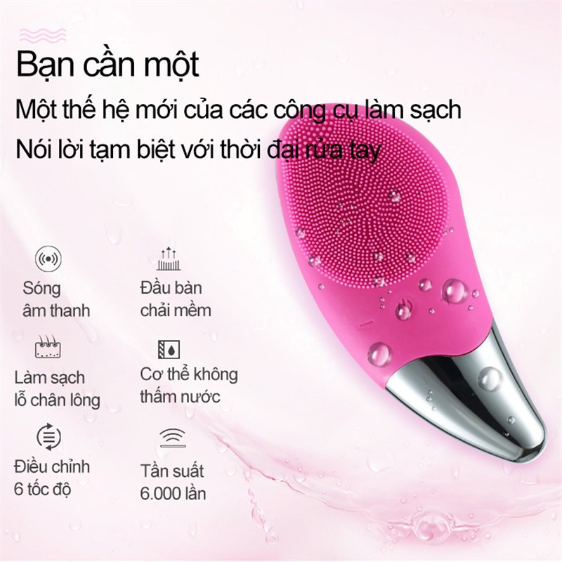 MÁY RỬA MẶT SÓNG SIÊU ÂM MASAGE NÂNG CƠ MẶT 3IN1 SONIC FACIAL BRUSH CAO CẤP