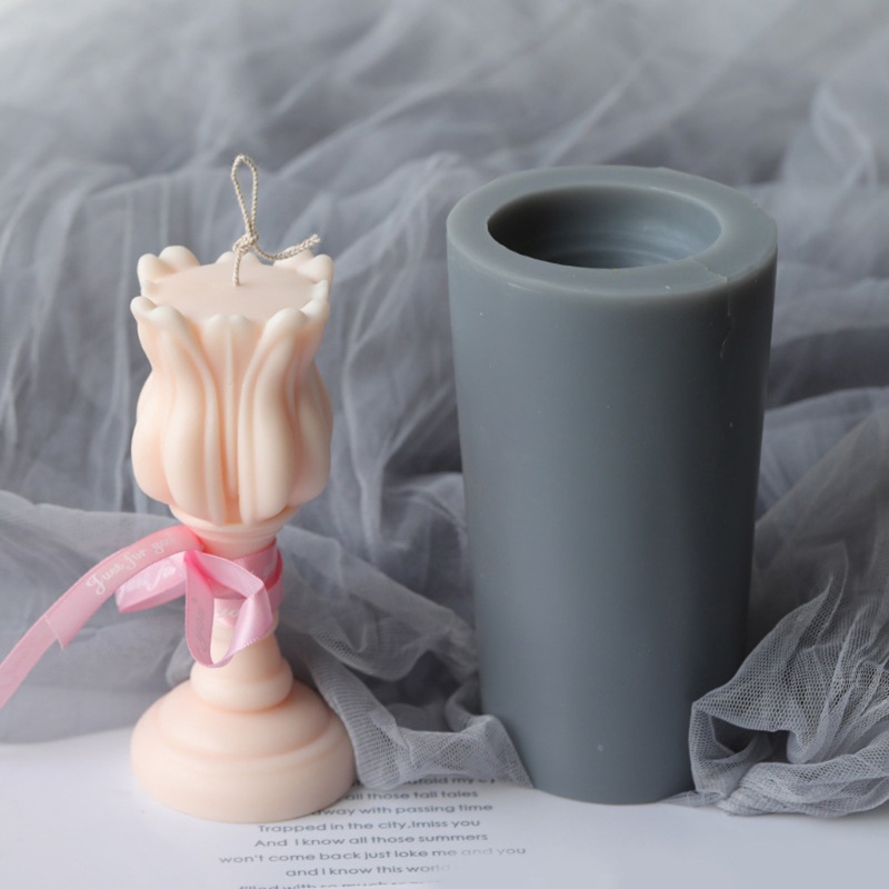 Khuôn Silicone Làm Xà Phòng / Nến Hình Hoa Tulip 3D Độc Đáo