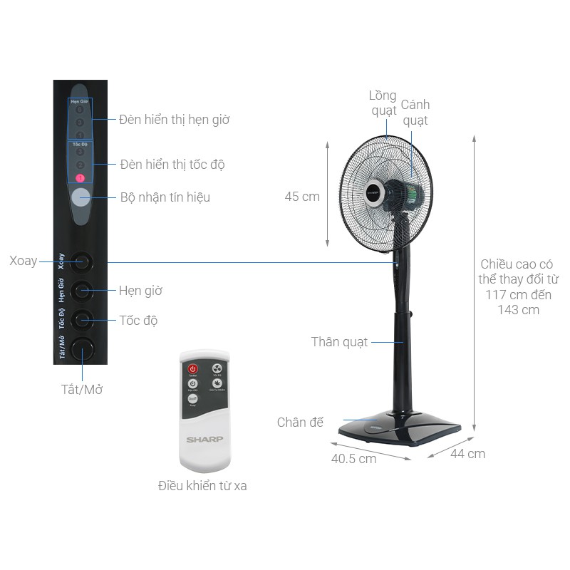 Quạt cây Sharp PJ-S40RV-DG