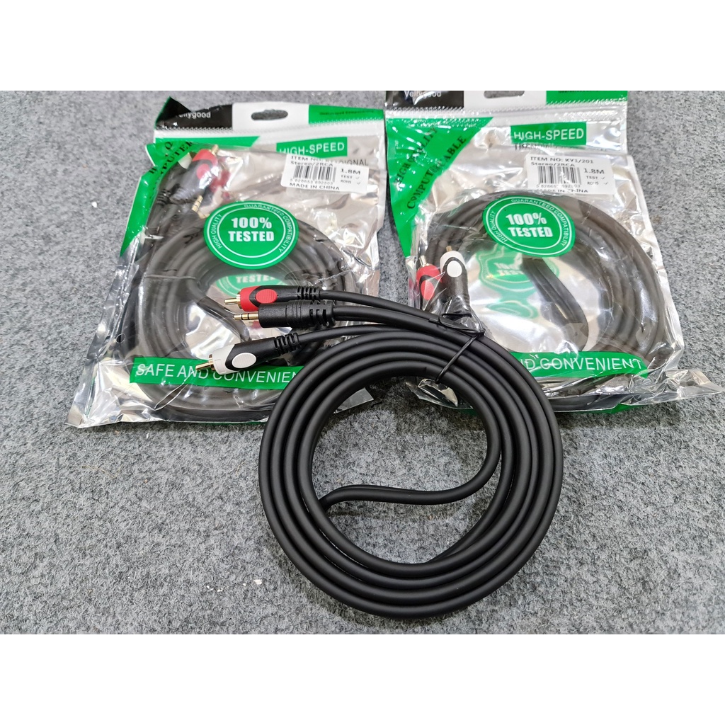 [CHÍNH HÃNG]. Dây1 đầu 3.5 ra 2 AV chính hãng VELLY 1.8M.Lõi đồng nguyên chất