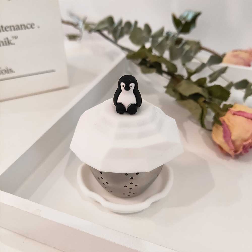 Dụng cụ lọc trà hình chim cánh cụt bằng thép không gỉ dễ thương