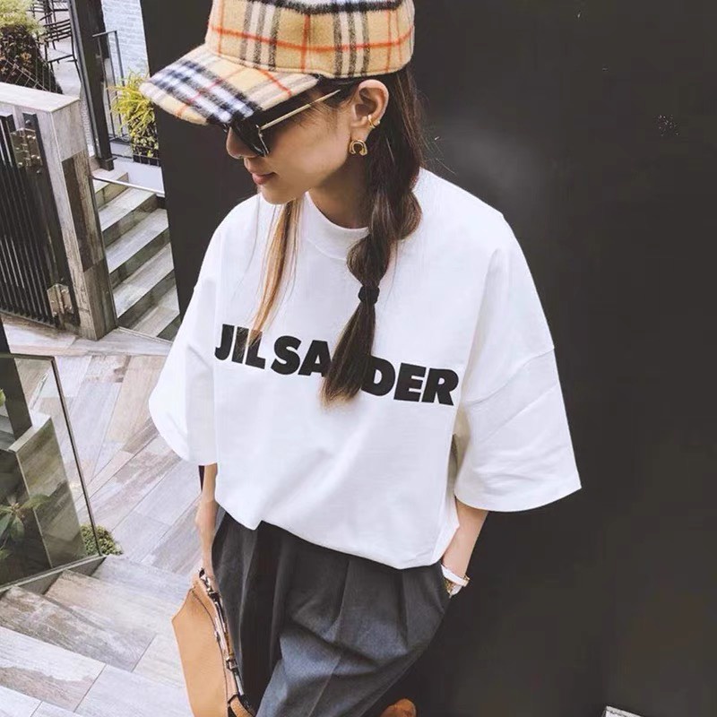 Áo thun tay lỡ Jil Sander, áo phông form rộng oversize nam nữ unisex, 100% cotton, phong cách Hàn Quốc, in local brand