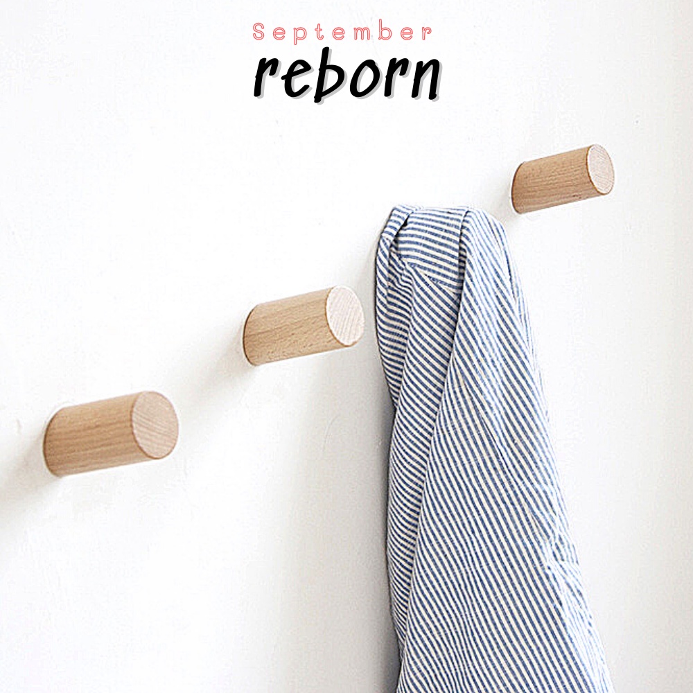 Móc treo đồ gắn tường bằng gỗ hình trụ decor, phụ kiện trang trí nhà cửa