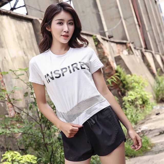 ÁO THỂ THAO NỮ, ÁO CROPTOP PHỐI LƯỚI INSPIRE VẢI COTTON