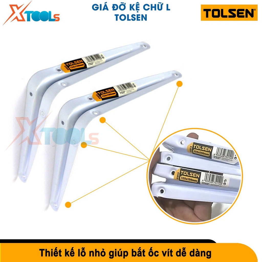Giá đỡ chữ L Tolsen nhiều kích thước, thép carbon cứng chắc chắn thiết kế chữ L kế hợp được nhiều kệ[CHÍNH HÃNG][XTOOLS]