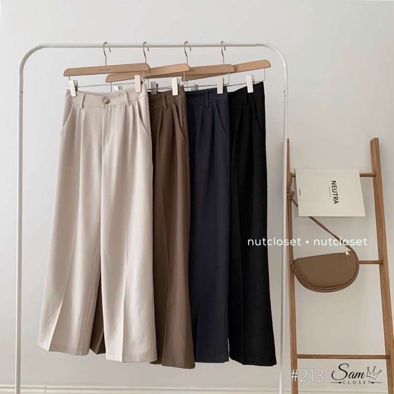 Quần Culottes Ống Suông Hack Dáng Vải Tuyết Mưa