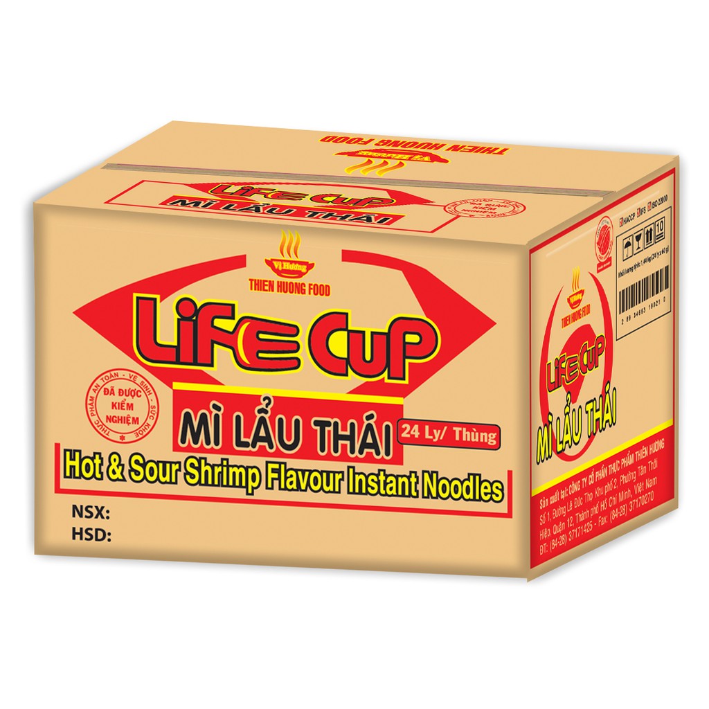 Thùng 24 Ly Mì Lẩu Thái Life Cup 60g/ly