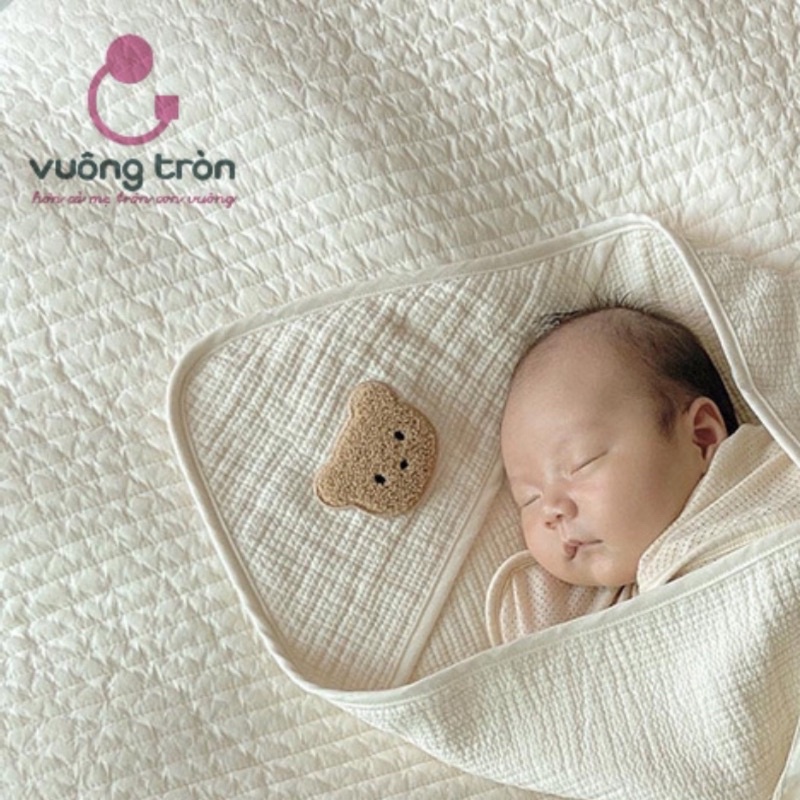 Chăn ủ vải muslin trần cao cấp Vuông Tròn đẹp an toàn cho bé