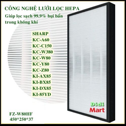 [Loại 1] Màng lọc Hepa Sharp FZ-W80HF - Màng lọc không khí Sharp KC-A60 KC-C150 KC-W380 KC-W80 KC-Y80 KC-.......KI-BX85