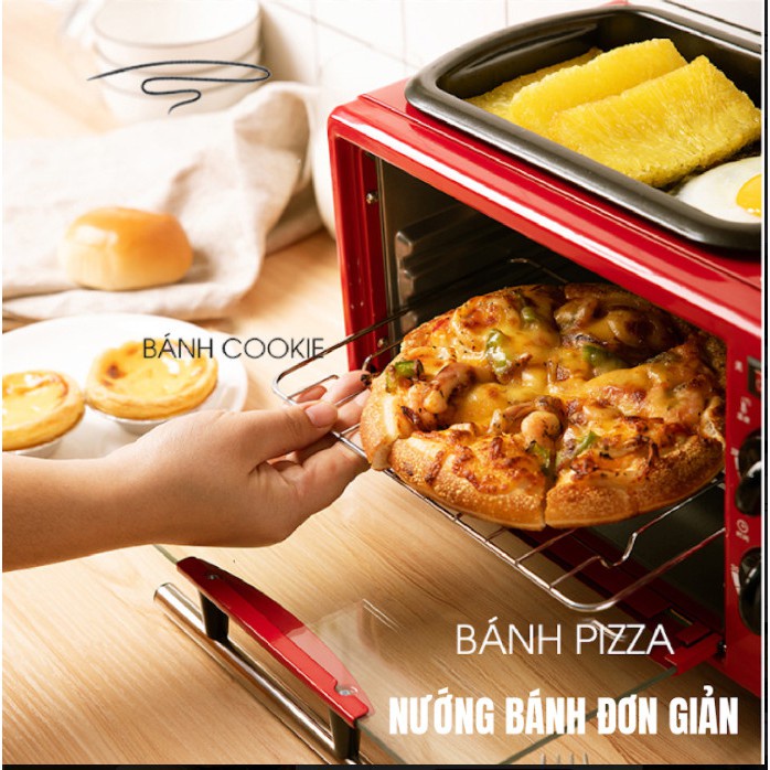 Lò nướng 3 trong 1  nướng bánh + pha cafe + ốp trứng, bữa sáng tiện dụng với máy đa năng