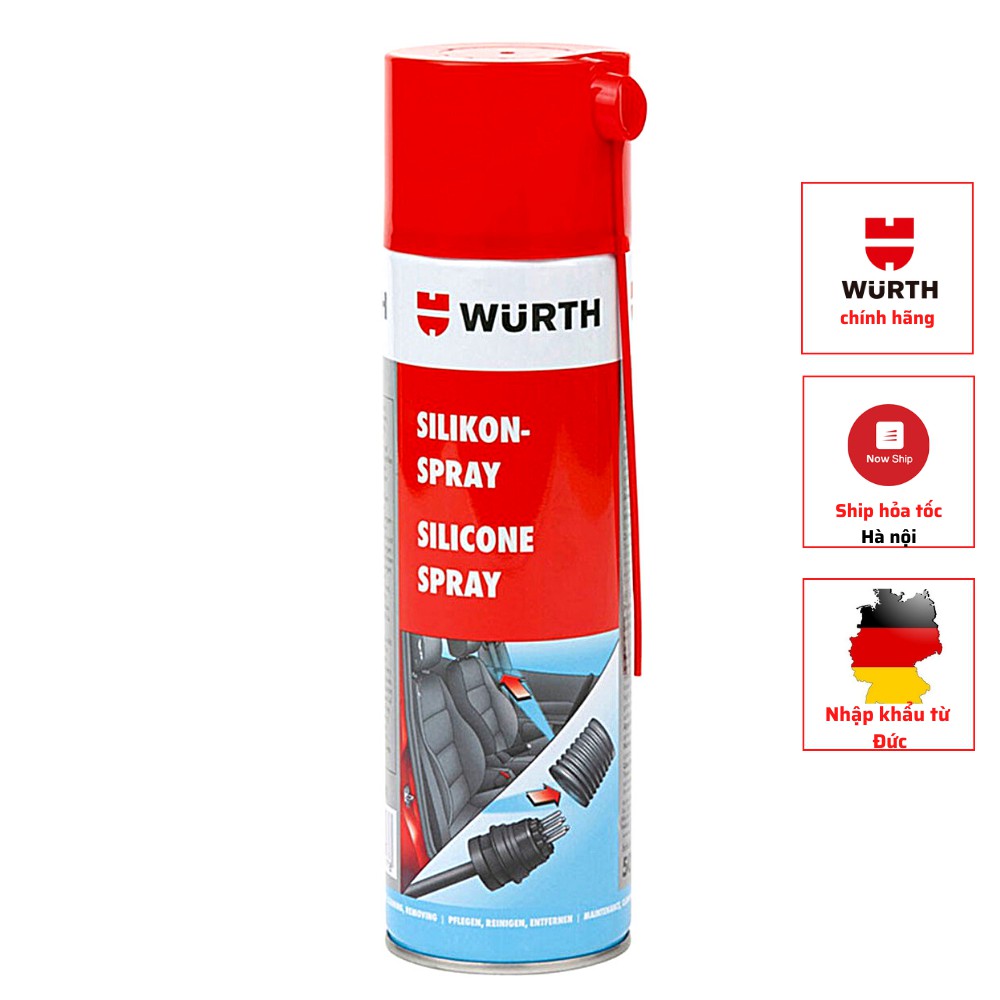 Xịt dầu silicone bôi trơn, phục hồi nhựa, cao su, bảo vệ mạch điện Wurth Silicone Spray 500ml