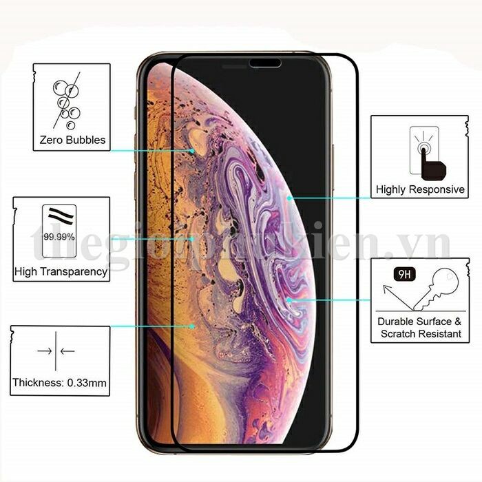 Cường lực iphone Xsmax 10D full màn hình