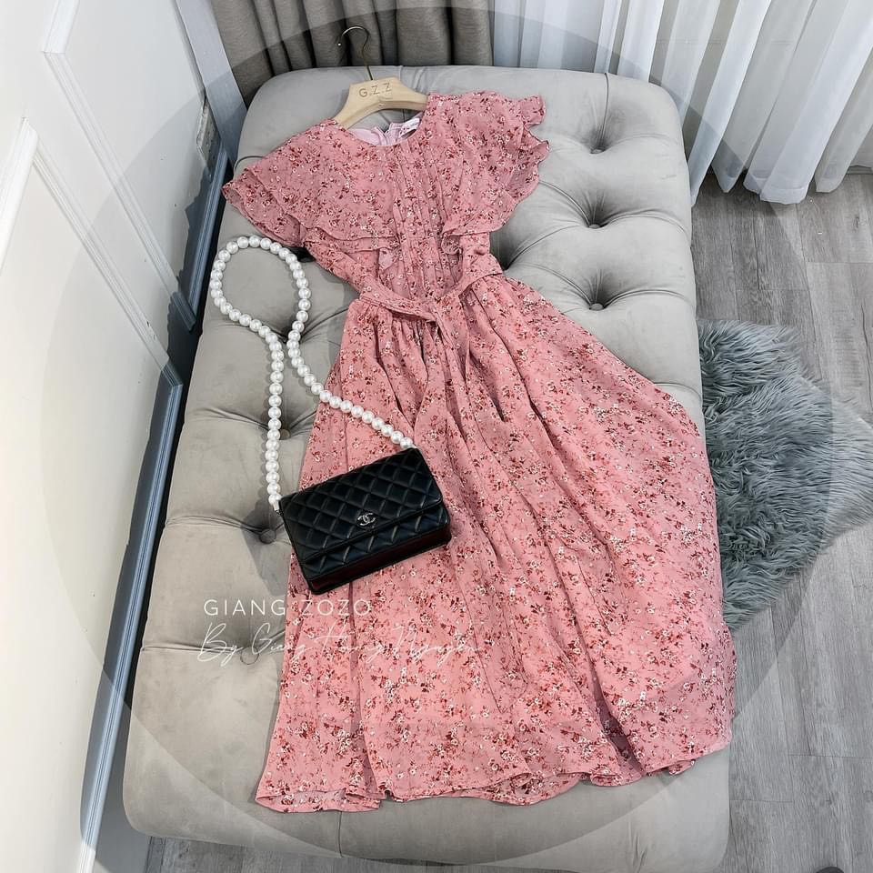 Váy hoa cánh tiên hồng, váy maxi hồng xinh xắn | BigBuy360 - bigbuy360.vn