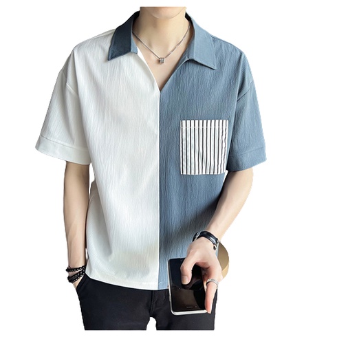 Áo sơ mi tay lỡ nam trẻ trung Thích hợp với mùa hè-H63