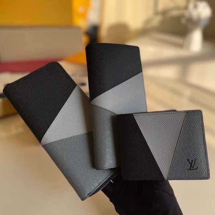 👝HIGH FASHION👝 Ví cao cấp khóa - dài - ngắn - Ví đụng thẻ LV Paris đen on web da thật phối màu fullbox MLN