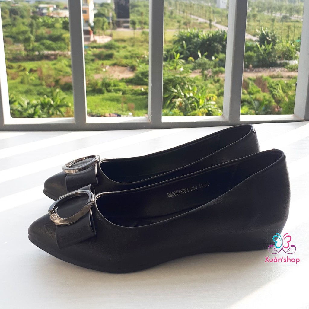 Giày búp bê DUSTO da mềm, đế giấu gót cao 3cm (size 35-225)