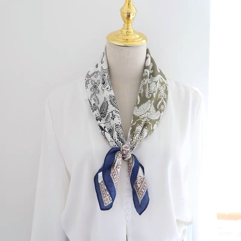 Khăn turban lụa vuông cột áo size 70x70cm - Maben