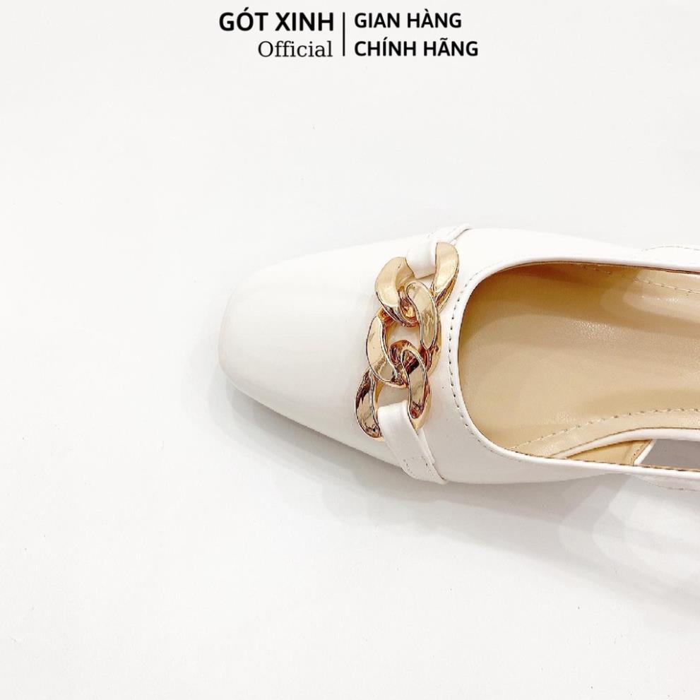 Sandal cao gót nữ GÓT XINH G17 da bóng đế vuông cao 3cm LaT